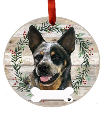 Raining Cats and Dogs |Australian Cattle Dog Wreath Dog Breed Christmas Ornament