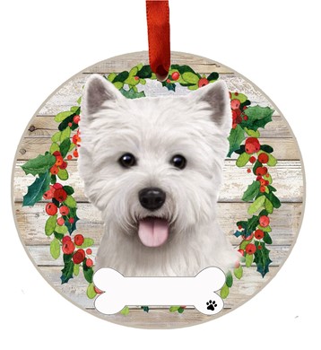 Raining Cats and Dogs |West Highland Terrier Dog Breed Wreath Christmas Ornament