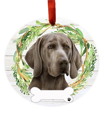 Raining Cats and Dogs | Weimaraner Wreath Dog Breed Christmas Ornament