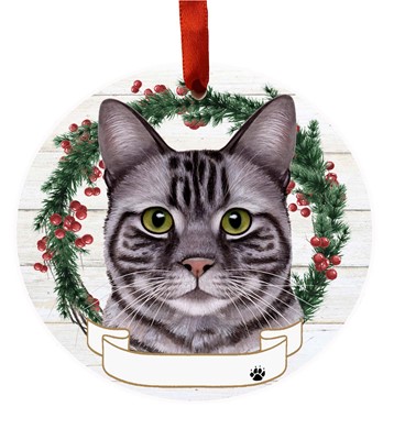 Raining Cats and Dogs | Silver Tabby Cat Breed Christmas Ornament