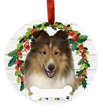 Raining Cats and Dogs | Shetland Sheepdog Wreath Dog Breed Christmas Ornament