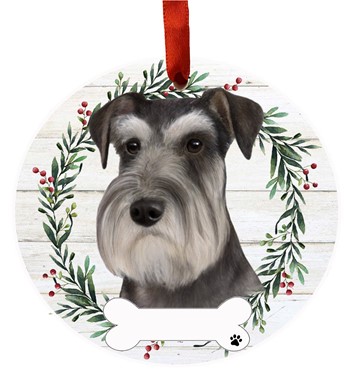 Raining Cats and Dogs | Schnauzer Wreath Dog Breed Christmas Ornament