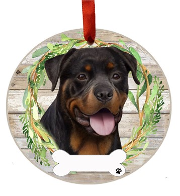 Raining Cats and Dogs |Rottweiler Wreath Dog Breed Christmas Ornament