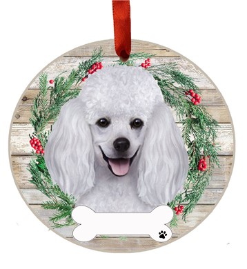 Raining Cats and Dogs | Poodle Dog Wreath Christmas Ornament