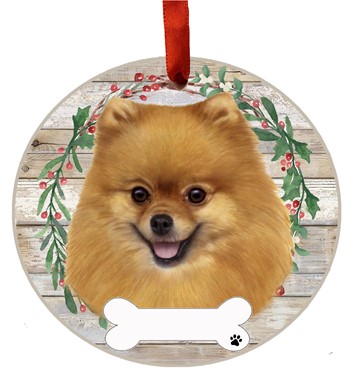 Raining Cats and Dogs | Pomeranian Dog Wreath Christmas Ornament