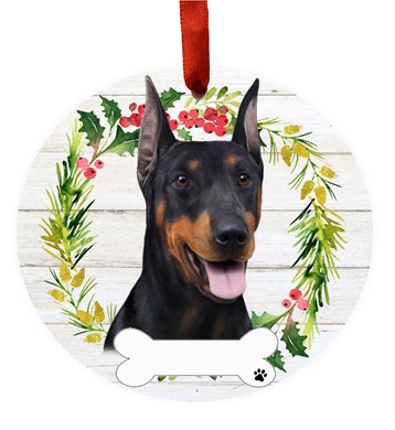 Raining Cats and Dogs |Doberman Dog Wreath Dog Breed Christmas Ornament