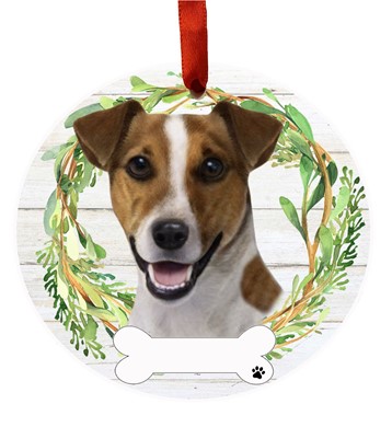 Raining Cats and Dogs | Jack Russell Dog Wreath Dog Breed Christmas Ornament