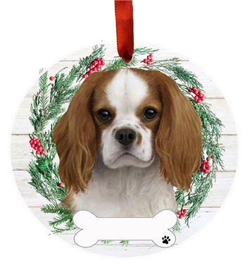 Raining Cats and Dogs | King Charles Cavalier FB Dog Breed Wreath Christmas Ornament
