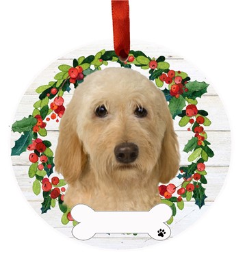 Raining Cats and Dogs | Labradoodle Wreath Dog Breed Christmas Ornament