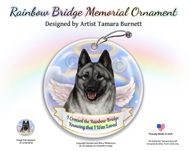 Raining Cats and Dogs | Norwegian Elkhound Rainbow Bridge Memorial Ornament