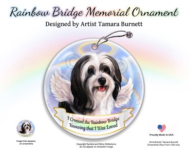 Raining Cats and Dogs | Tibetan Terrier Rainbow Bridge Memorial Ornament
