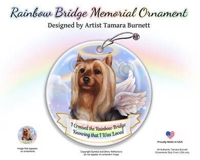 Raining Cats and Dogs | Silky Terrier Rainbow Bridge Memorial Ornament