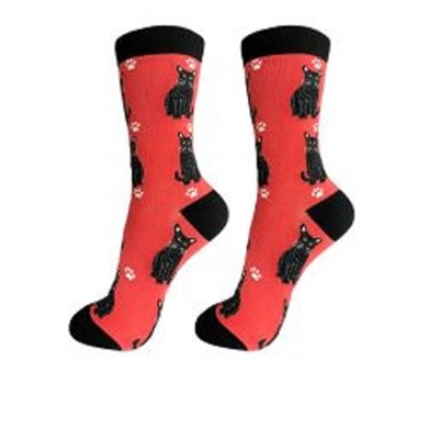 Raining Cats and Dogs | Black Cat Happy Tails Socks