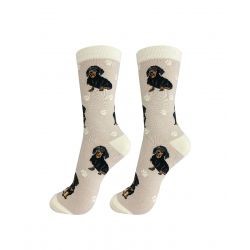Raining Cats and Dogs |Dachshund Black Happy Tails Socks
