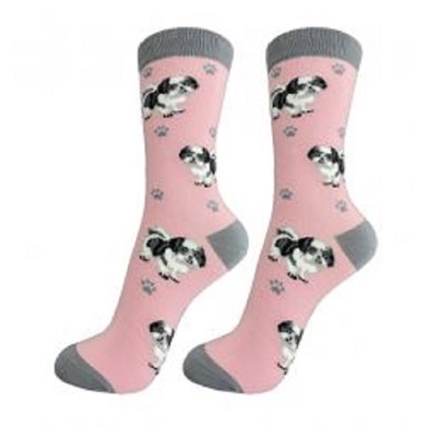 Raining Cats and Dogs | Shih Tzu Black and White Happy Tails Socks