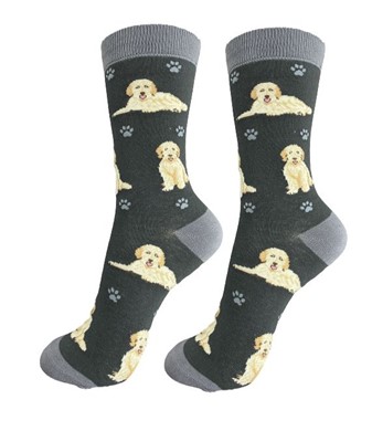 Raining Cats and Dogs | Goldendoodle Grey Happy Tails Socks