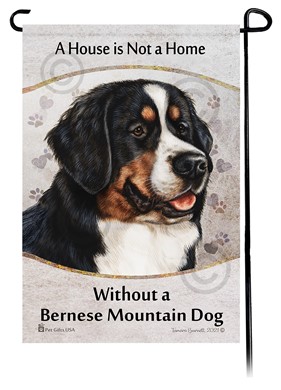 Raining Cats and Dogs | Bernese Mountain Dog House is Not a Home Garden Flag
