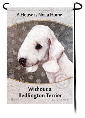 Raining Cats and Dogs | Bedlington Terrier House is Not a Home Garden Flag