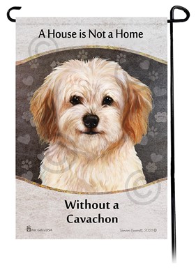 Raining Cats and Dogs | Cavachon Leopard Dog House is Not a Home Garden Flag