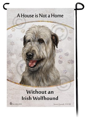 Raining Cats and Dogs | Irish Wolfhound House is Not a Home Garden Flag