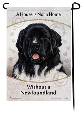 Raining Cats and Dogs |Landseer Newfoundland House is Not a Home Garden Flag