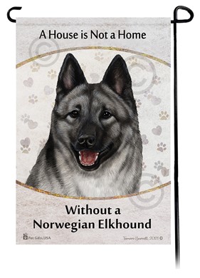 Raining Cats and Dogs | Norwegian Elkhound House is Not a Home Garden Flag