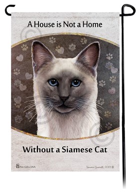 Raining Cats and Dogs | Siamese Blue Point Cat House is Not a Home Garden Flag