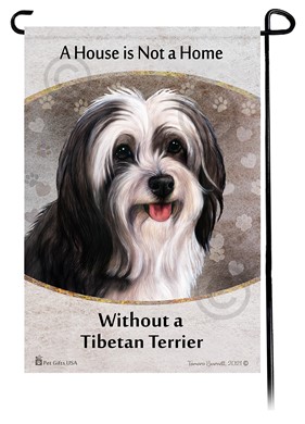 Raining Cats and Dogs | Tibetan Terrier House is Not a Home Garden Flag