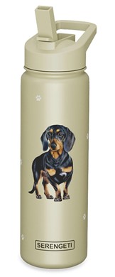 Raining Cats and Dogs |Dachshund, Black Serengeti Insulated Water Bottle