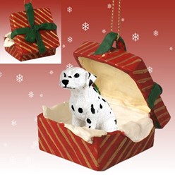 Dalmatian Gift Box Christmas Ornament