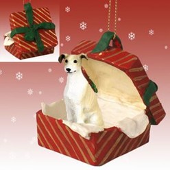 Greyhound Gift Box Christmas Ornament
