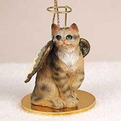 Brown Tabby Cat Angel Ornament