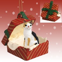Japanese Bobtail Cat Gift Box Christmas Ornament