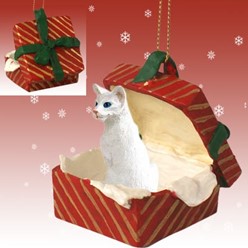 Oriental Shorthaired Cat Gift Box Christmas Ornament