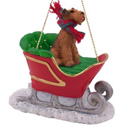 Airedale Christmas Ornament with Sleigh