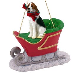 American Foxhound Christmas Ornament with Sleigh