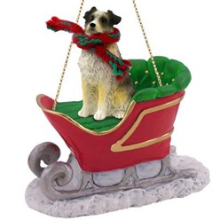 Australian Shepherd Christmas Ornament with Sleigh