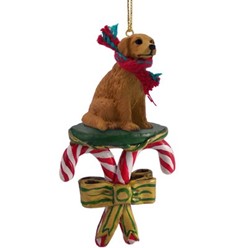 Golden Retriever Candy Cane Christmas Ornament