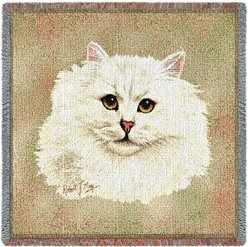 Persian  Cat White Throw