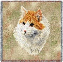 Red and White Cat Throw