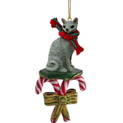 Candy Cane Cornish Rex Cat Christmas Ornament- click for more breed colors