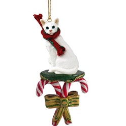Candy Cane Oriental Shorthair Cat Christmas Ornament