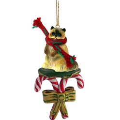 Candy Cane Ragdoll Cat Christmas Ornament