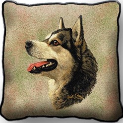 Alaskan Malamute Tapestry Pillow, Made in the USA