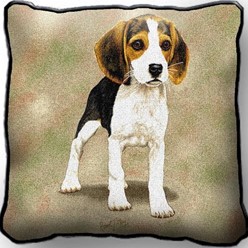 Beagle Puppy Tapestry Pillow, Made in the USA