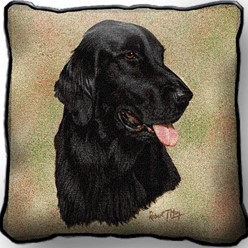 Flat Coated Retriever Tapestry Pillow Cover, Made in the USA