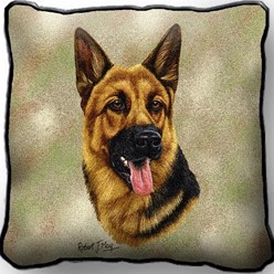German Shepherd II Tapestry Pillow, Made in the USA