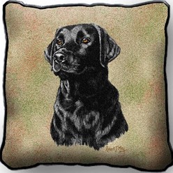 Lab Retriever Black Tapestry Pillow, Made in the USA