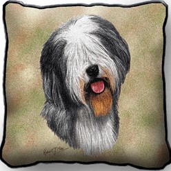 Old English Sheepdog Tapestry Pillow, Made in the USA
