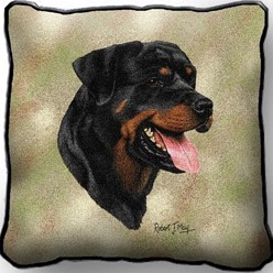 Rottweiler Tapestry Pillow, Made in the USA